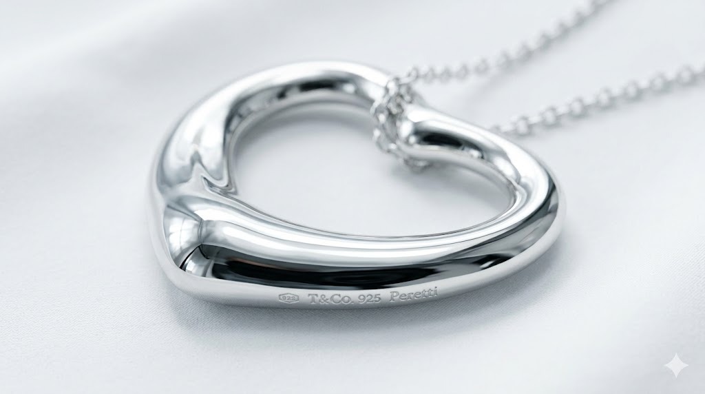 Tiffany and Co iconic heart tag charms detail view featuring heart pendant design with teal blue and gold accents